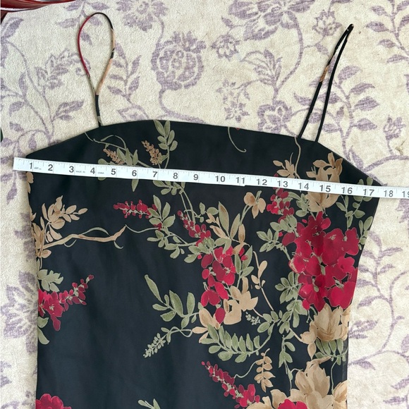 Vintage Jessica Howard Black Hi Low Cut Maxi Dress with Red Floral Design - Picture 5 of 6